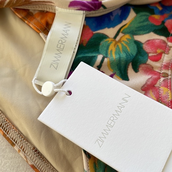 ZIMMERMANN Tropicana High Waisted Belted Floral Luxury Bikini Bottom - Picture 4 of 6